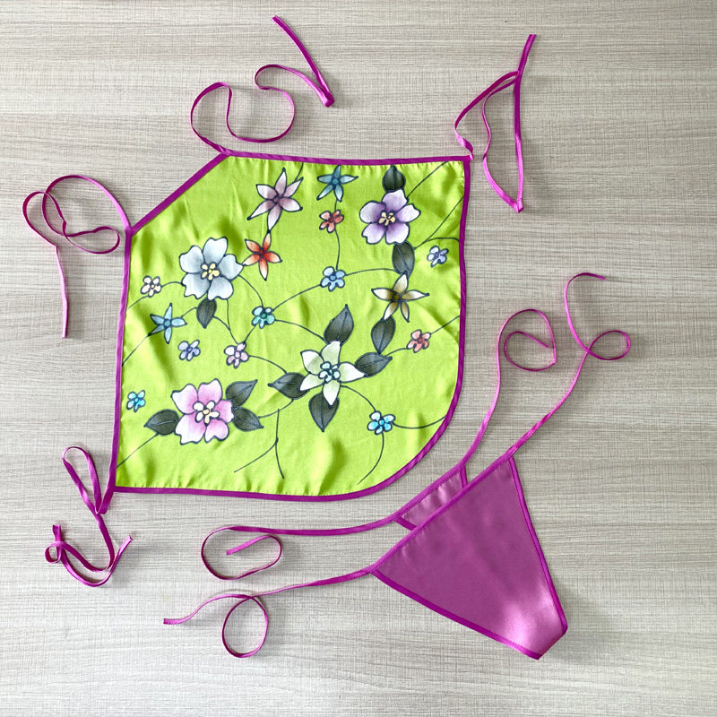 100%桑蚕丝古风真丝女肚兜式内衣诱惑成人睡衣套装性感情趣小吊带