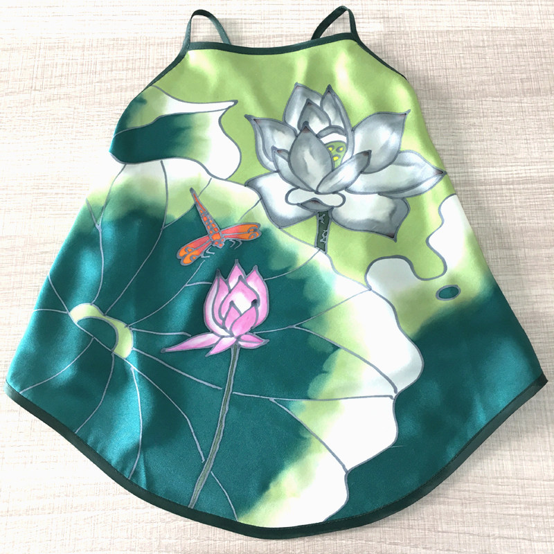 绘画  复古风汉服女性感吊带纯欲真丝肚兜式内衣诱惑情趣睡衣套装