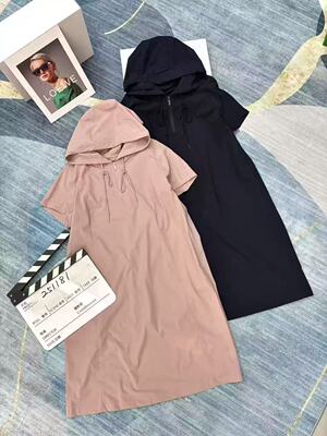 特价清仓菲玛掂251181夏季新款休闲连帽速干显瘦中长款连衣裙女裙