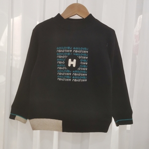 2024小乐猪冬季男童新款圆中领双层加厚棉纱套头针织保暖毛衣