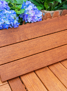 户外阳台防腐木实木拼接地板庭院露台菠萝格地面铺设diy 自拼防水