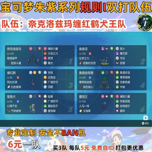 switch宝可梦朱紫规则I双打队伍奈克洛兹玛缠红鹤犬王队 6元一队