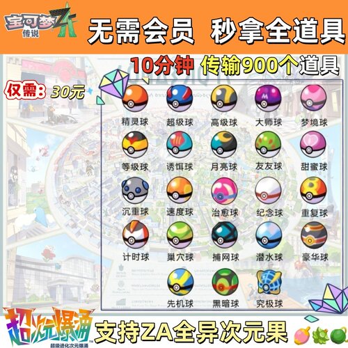 宝可梦ZA道具 Home 传送大师球柑果球经验糖果异次元树果无需交换