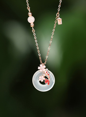 925纯银锦鲤平安扣项链