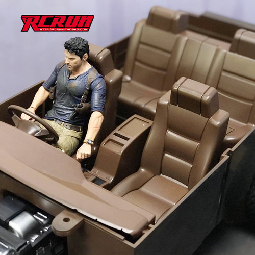 RCRUN1:10攀爬模型车陆地巡洋舰LC80内饰带联动方向盘 SCX10