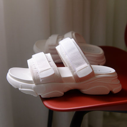 37 38码特价韩版魔术贴一字厚底平底休闲可调节凉拖鞋女外穿潮鞋