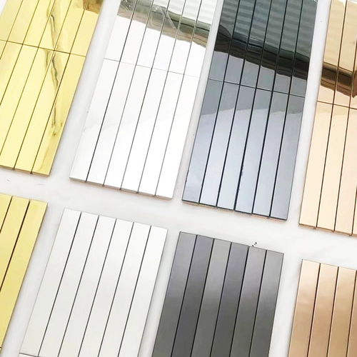 Металлическая мозаика из нержавеющей стали на стену, декор, розовое золото, зеркальный эффект