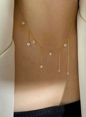 18K金锆石流苏项链不变色