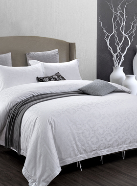 被套单件纯白色全棉纯棉五星级酒店宾馆专用床上用品床单被子被罩