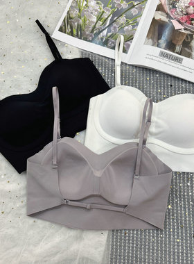 古妃34004无痕露背美背抹胸女裸感裹胸带胸垫背心可调节吊带内衣