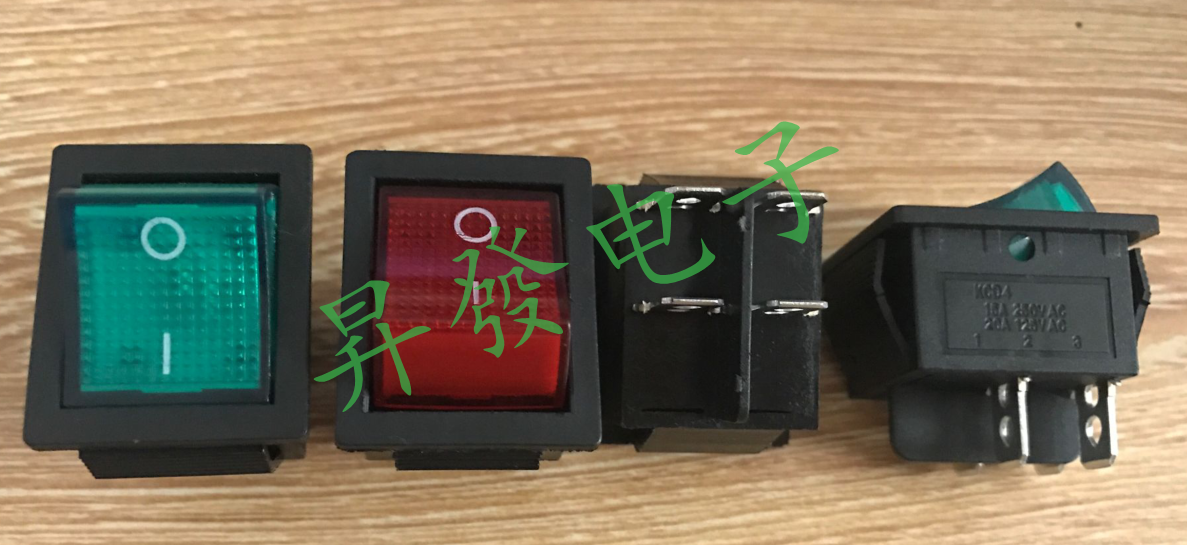 【昇發】船型开关 电源开关 4脚大方开关 带灯 KCD4-201N KCD4