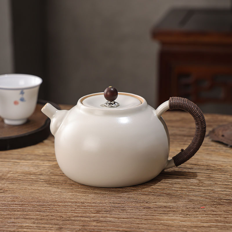 惠泽轩苏打釉煮茶壶手把烧水陶壶养生白泥壶电陶炉明火蜡烛暖茶炉
