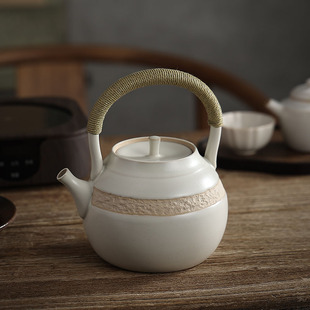 苏打釉日式白泥煮茶陶壶锤纹提梁养生茶壶电陶炉明火耐高温烧水壶