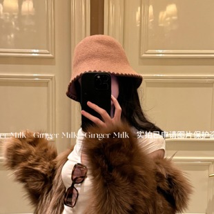 Ginger 软黄金100%羊毛盆帽休闲嬉皮士时髦显脸小渔夫帽 Milk新