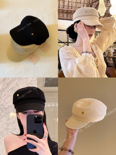 GingerM四季款 d家定制小金扣镂空编织报童帽百搭时髦韩洋气博主