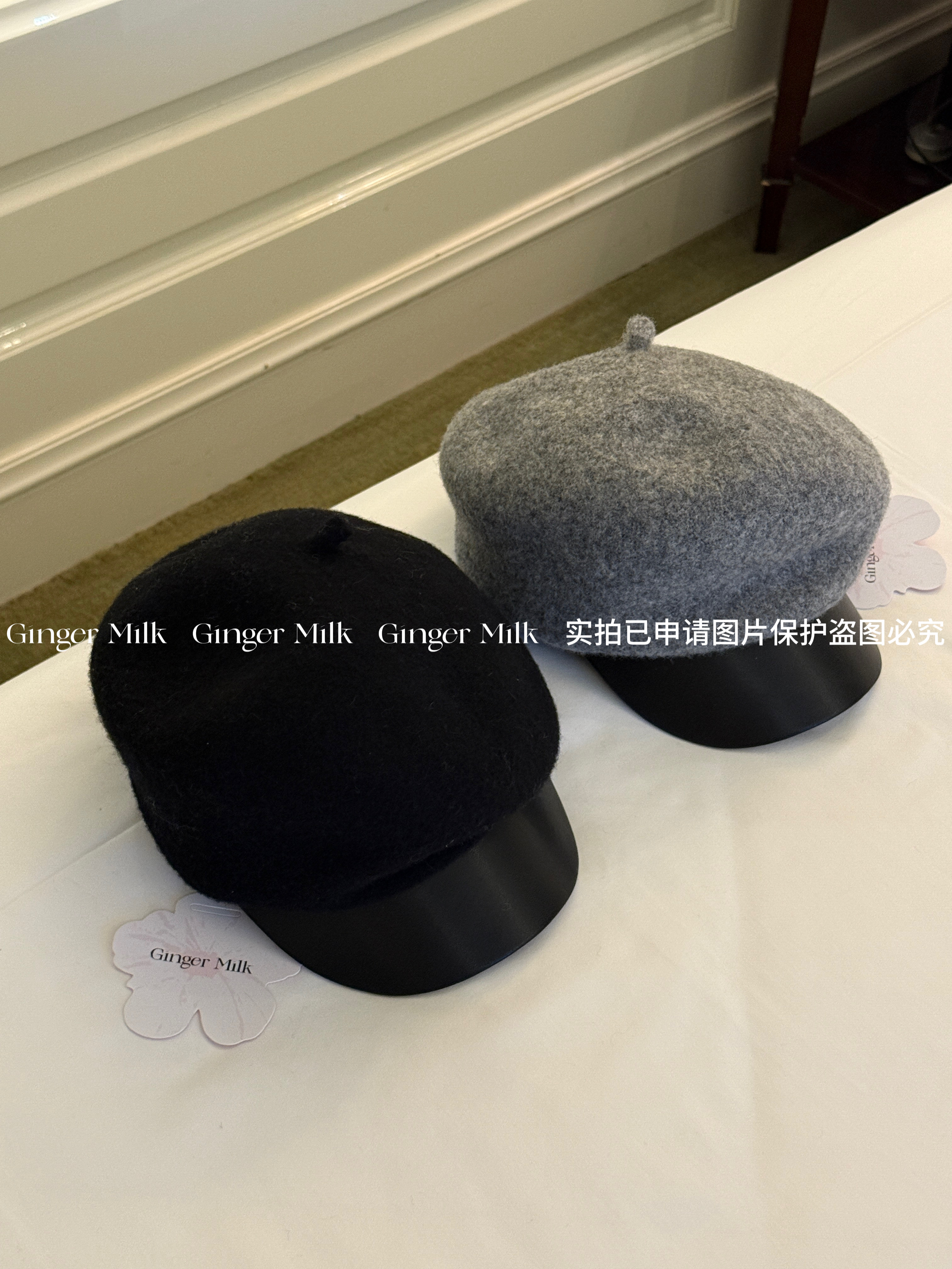 Ginger Milk新品 好版型立体羊毛鸭舌帽拼接帽檐休闲百搭贝雷帽,服饰配件/皮带/帽子/围巾,帽子,淘宝优惠券,粉丝福利购,淘宝优惠卷