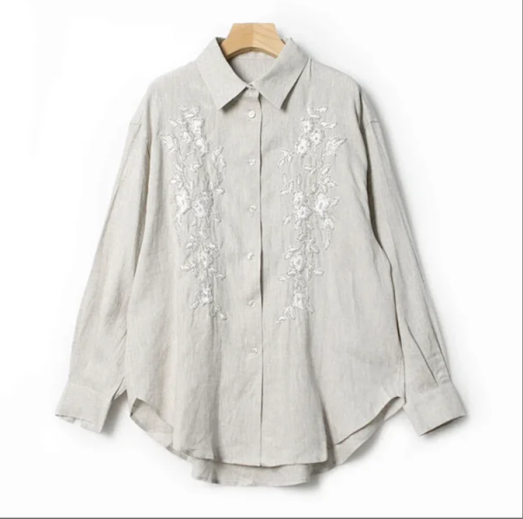 【小李不讲李呀】慵懒风钉珠亚麻刺绣衬衫TZ2515-衣长75起,女装/女士精品,民族服装/舞台装,淘宝优惠券,粉丝福利购,淘宝优惠卷