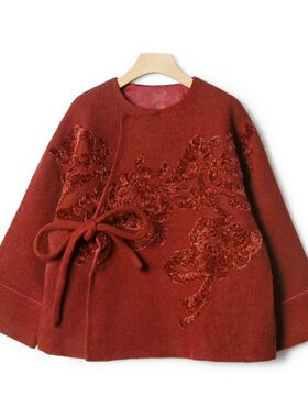 【小李不讲李呀】盘绳绣毛呢外套TZ2738-衣长63起