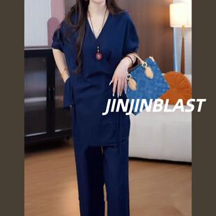 金金宠粉 裤 老钱套装 轻奢老钱上衣 子TZ2792 设计师款