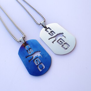 CSGO游戏周边不锈钢钛钢军牌吊坠项链配饰CS2表面淬火镂空钥匙扣