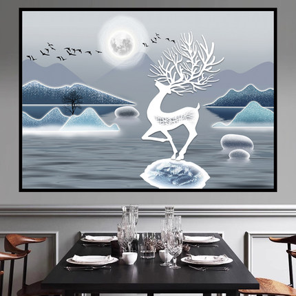 现代简约客厅餐厅壁画轻奢卧室墙贴3D立体大气极简风装饰画床头画
