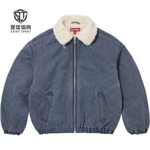 正品 Supreme 25FW Faux Bomber Jacket 羊羔毛 牛仔夹克