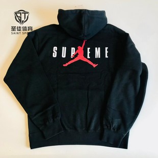 现货正品 Supreme 24FW Jordan乔丹联名 胸前Logo Hooded卫衣帽衫