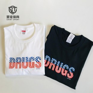 现货正品 Supreme 24FW Drugs Tee 胸前字母药物美国国旗 短袖T恤