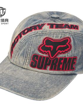 正品 Supreme 25FW Fox Racing联名 6-Panel 棒球帽 运动帽
