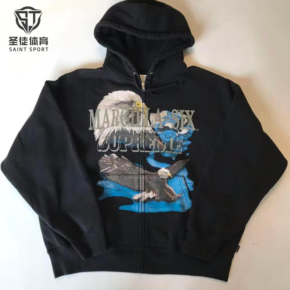 正品 Supreme 26SS MM6 马吉拉联名 Eagle Zip Up 老鹰 拉链卫衣
