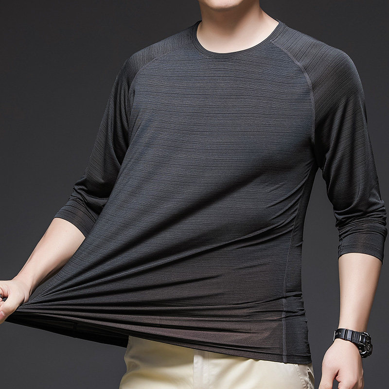长袖t恤男夏薄款透气冰丝夏季轻薄内搭上衣男款速干运动衣防晒衫