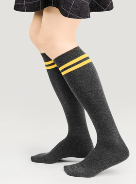 RZLZL长筒袜白色高筒女袜及膝棉袜压力显瘦小腿袜黑色JK袜子共4双