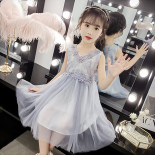 女孩超仙蓬蓬纱裙子 洋气蕾丝公主裙夏季 女大童连衣裙夏装 2024新款