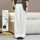 大洪洪 女高腰垂感休闲裤 北海道初雪 早春遮肉百搭显瘦直筒裤