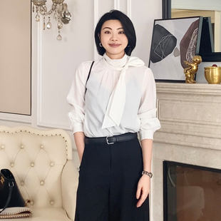 款 春季 法式 飘带衬衫 设计感衬衣 大洪洪 女A字摆灯笼袖 浪漫柔光