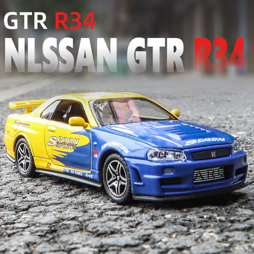 涂装日产GTRR34合金跑车模型