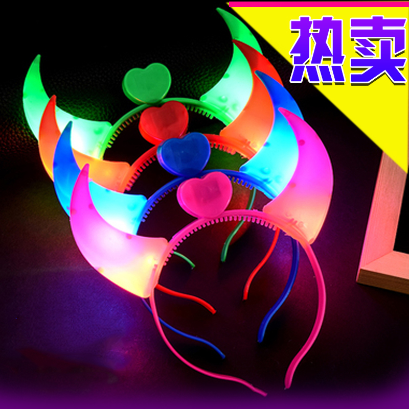 发光牛角发箍演唱会道具万圣节
