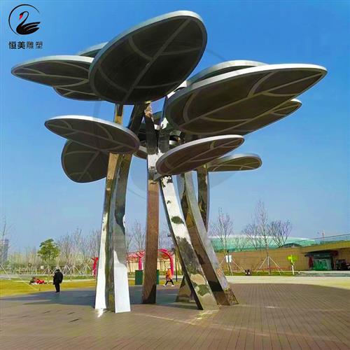 不锈钢景观树雕塑美陈大型园林广场公园金属结构镂空抽象树型摆件