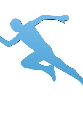 不锈钢踢足球骑车跑步运动人物雕塑户外体育馆打羽毛球镀锌板摆件