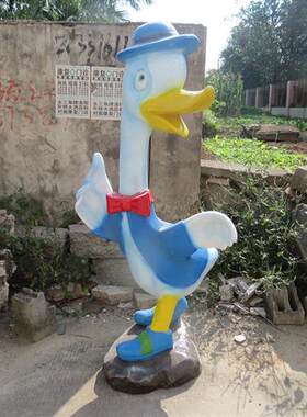 玻璃钢卡通唐老鸭鸭子动物雕塑户外游乐园商场美陈卡通景观摆件