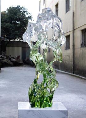 家居摆件客厅轻奢现代透明艺术品酒店前台装饰品树脂工艺品样板间