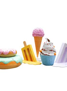 网红甜品店装饰摆件仿真冰淇淋雪糕商场甜甜圈大型玻璃钢雕塑模型