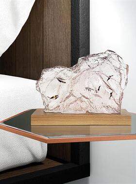 现代简约透明假山桌面摆件树脂雕塑酒店样板房客厅别墅装饰工艺品