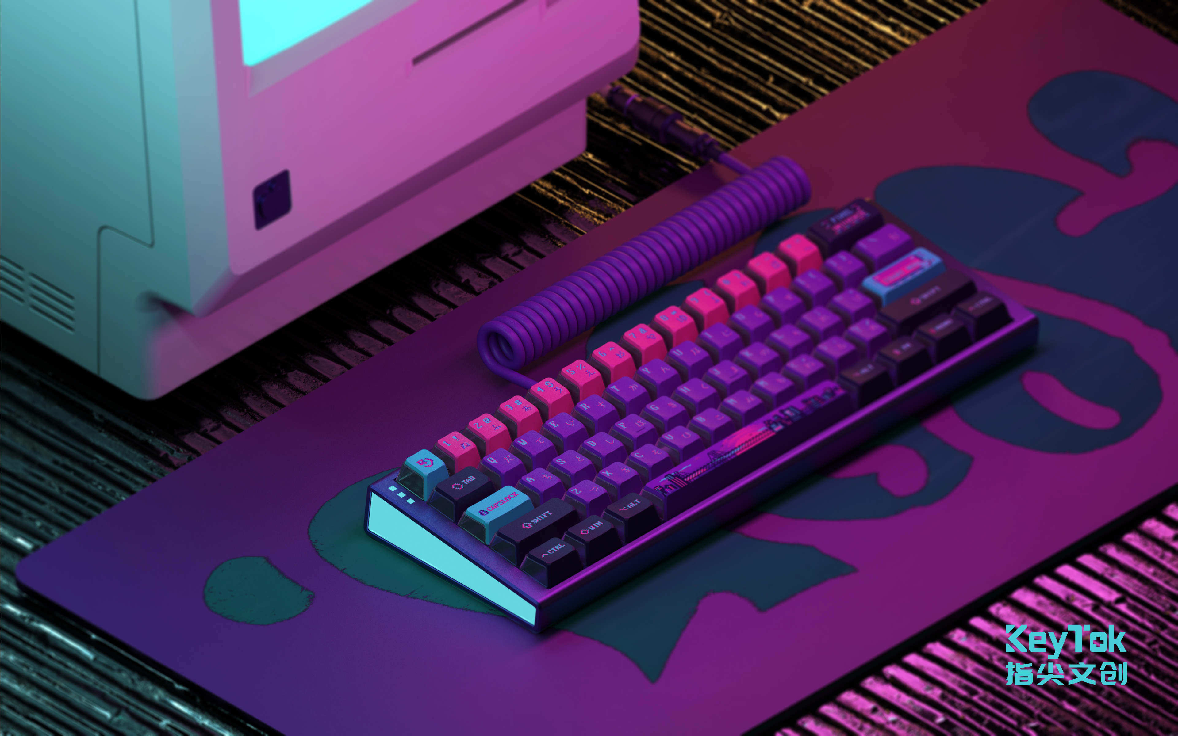 FINGERTIP CREATIVE PIXEL UNIVERSE 5면 승화 OEM 높이 볼 캡 PBT 측면 반투명 2색 주입 키캡