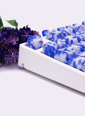 filco 青花瓷紫花瓷 键帽机械键盘水转印键帽OEM高度字透个性键帽