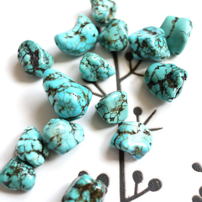 天然原矿优化蓝绿松石散珠不规则异形珠diy手链耳环吊坠串珠配珠