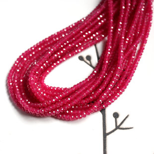 天然红宝石红尖晶算盘珠切角1x2mm2x3mm3x4mm小米珠DIY手工串珠