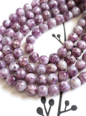 丁香紫天然紫锂云母6mm8mm10mm圆珠散珠子DIY手工串珠配珠温柔系