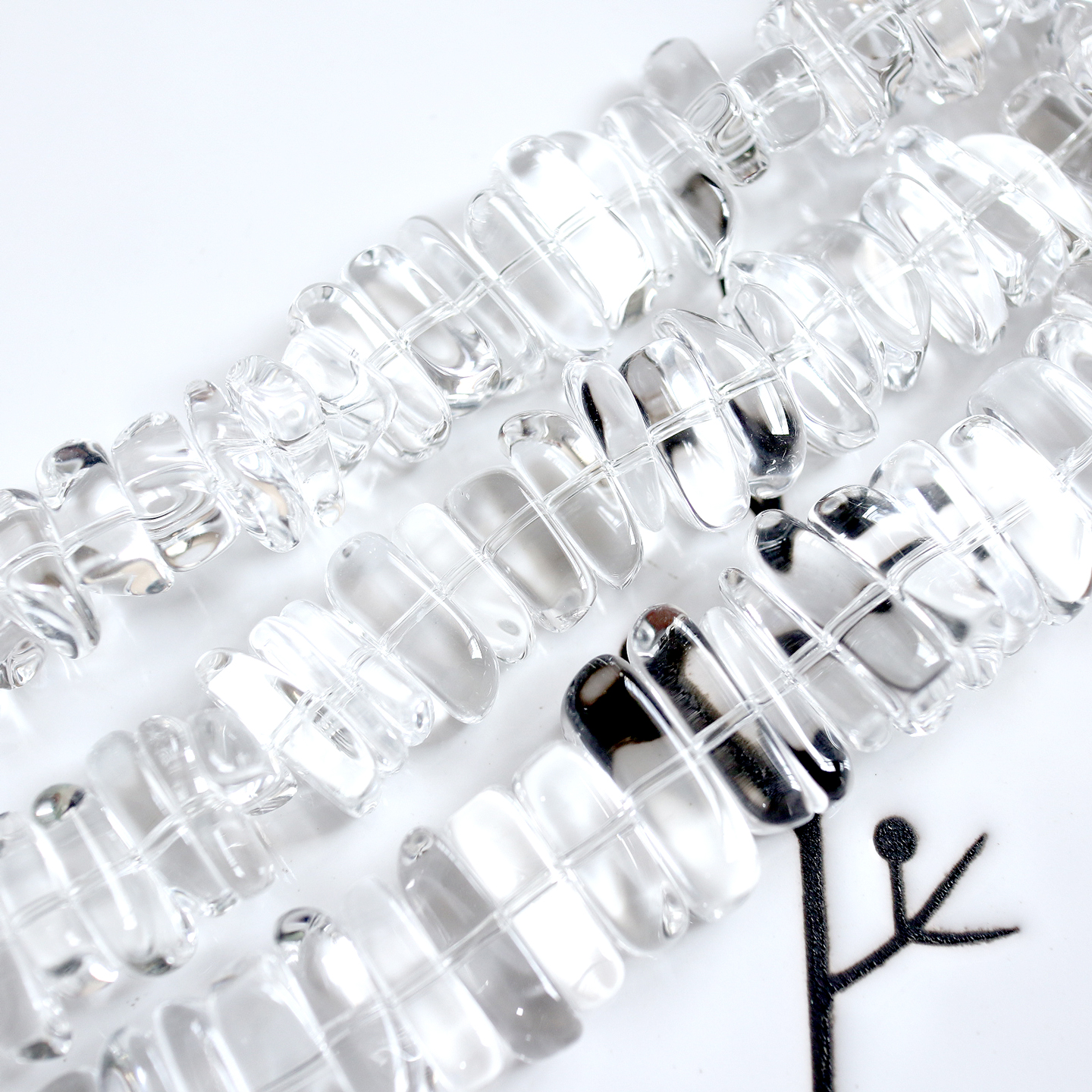 冰透体！白水晶中孔长方砖散珠子DIY手工串珠小众夏日清凉长牙