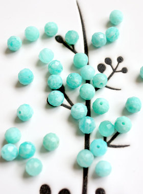 天然湖蓝色天河石切角切面散珠子6mmDIY串珠